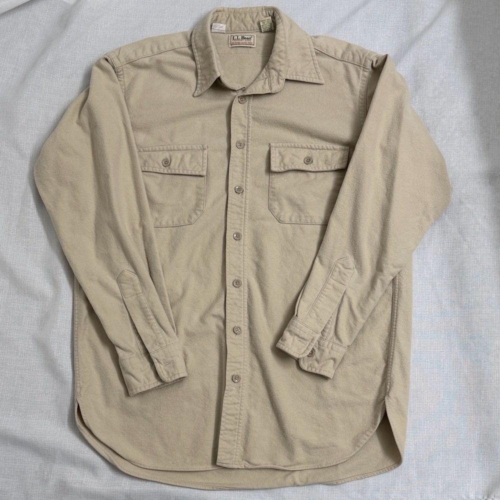 Vintage L.L. Bean Cream Button-Up Shirt Made in USA EXCELLENT condition